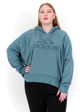 Adidas Women Plus Size Long Sleeves Outdoor Hooded Sweatshirt, Sage  - Image 1