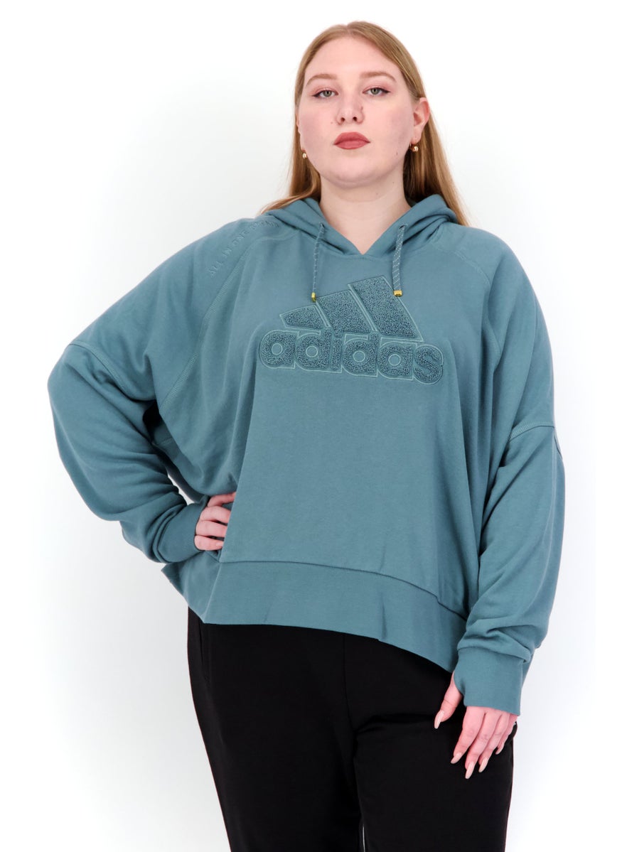 Adidas سويت شيرت سيدة بحجم كبير بأكمام طويلة وزر دوار، حكيم  - Image 1