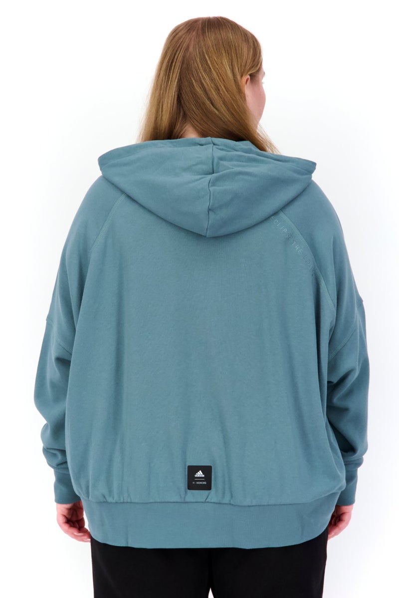 Adidas Women Plus Size Long Sleeves Outdoor Hooded Sweatshirt, Sage - Image 4