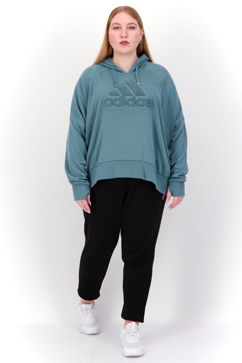 Adidas Women Plus Size Long Sleeves Outdoor Hooded Sweatshirt, Sage - Image 2