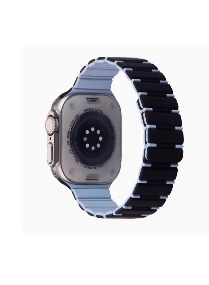 Contrast Color Silicone Rubber Integrated Watch Band Strap for Apple Watch Compatible with 42mm 44mm 45mm 49mm