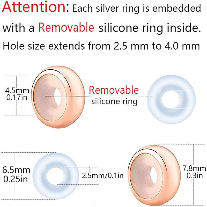 LAMOONY Clip Stopper Charms Sterling Silver Rondelle Spacer Bead Charm Stopper Charm for Pandora Charm Bracelets - Image 1