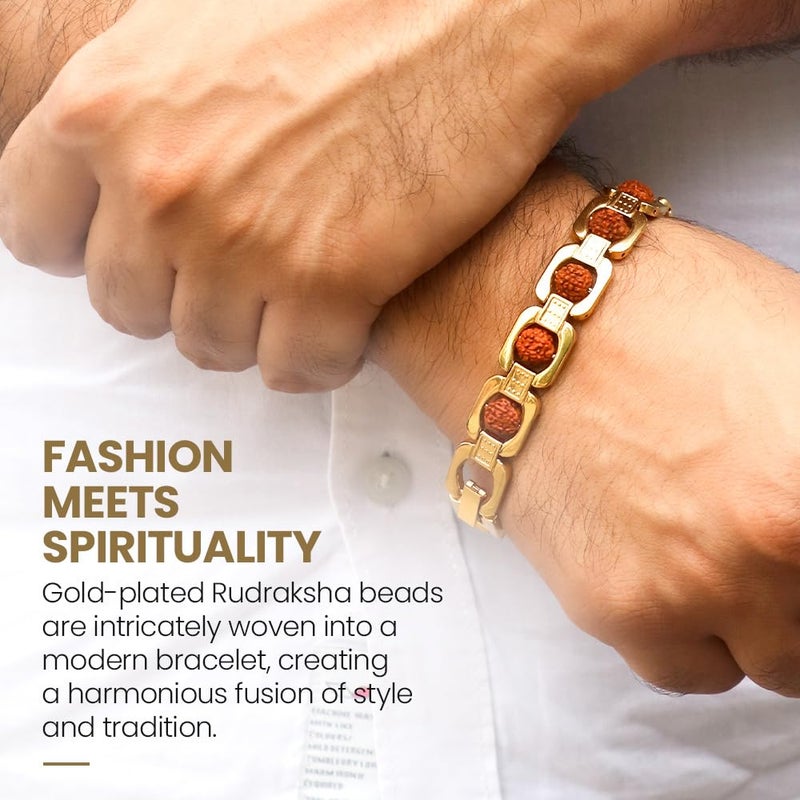 Japam Unisex Gold Plated Essential Rudraksha Bracelet 8.5 Inches Length - Image 5