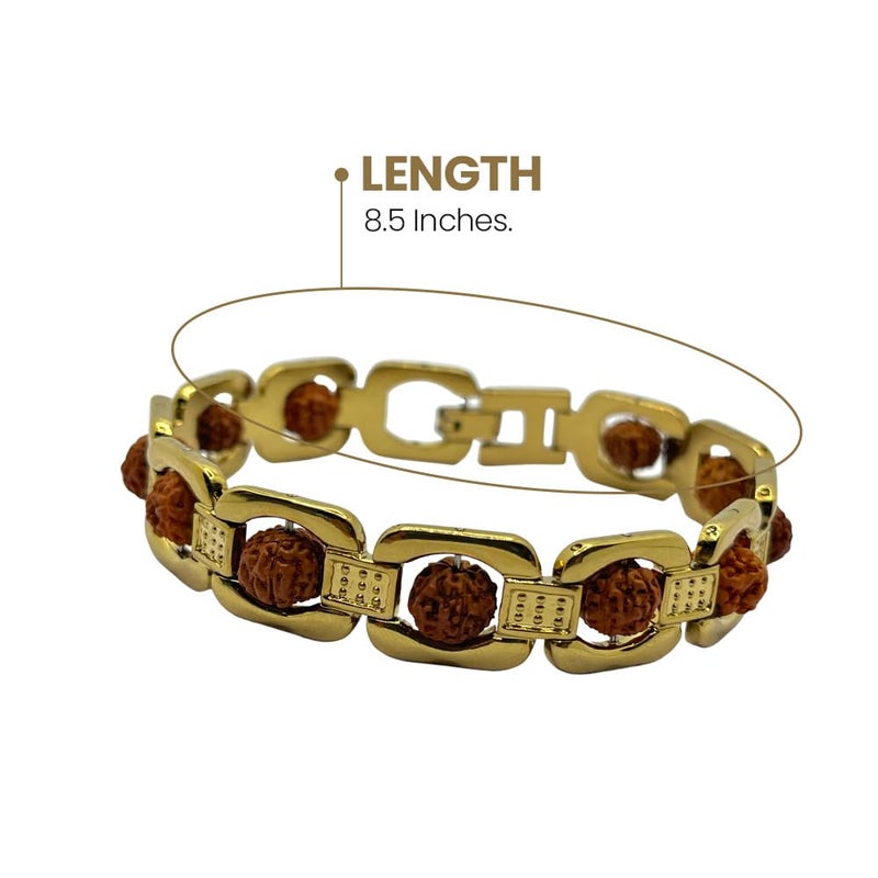 Japam Unisex Gold Plated Essential Rudraksha Bracelet 8.5 Inches Length - Image 4