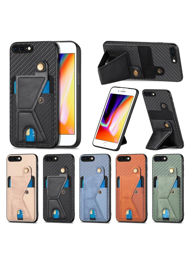 اس-توب جراب لهاتف iPhone 7 Plus / 8 Plus مصنوع من ألياف الكربون مع حامل للبطاقات على شكل حرف K - Image 5