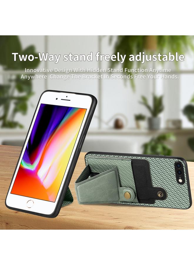 اس-توب جراب لهاتف iPhone 7 Plus / 8 Plus مصنوع من ألياف الكربون مع حامل للبطاقات على شكل حرف K - Image 4