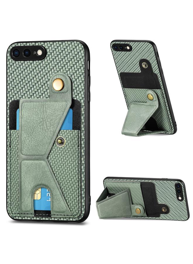 اس-توب جراب لهاتف iPhone 7 Plus / 8 Plus مصنوع من ألياف الكربون مع حامل للبطاقات على شكل حرف K - Image 1