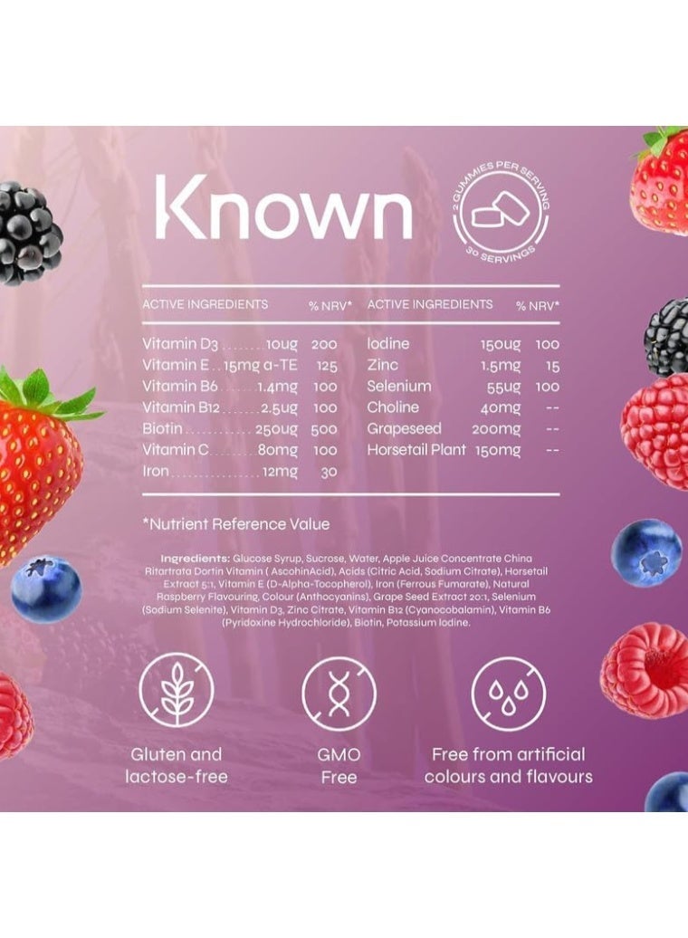 Known Postpartum Support Gummies – Mixed Berry Flavour, Vegan Multivitamin with Iron, Biotin, Choline & Vitamins for Recovery & Energy – 1 Month Supply - Image 5