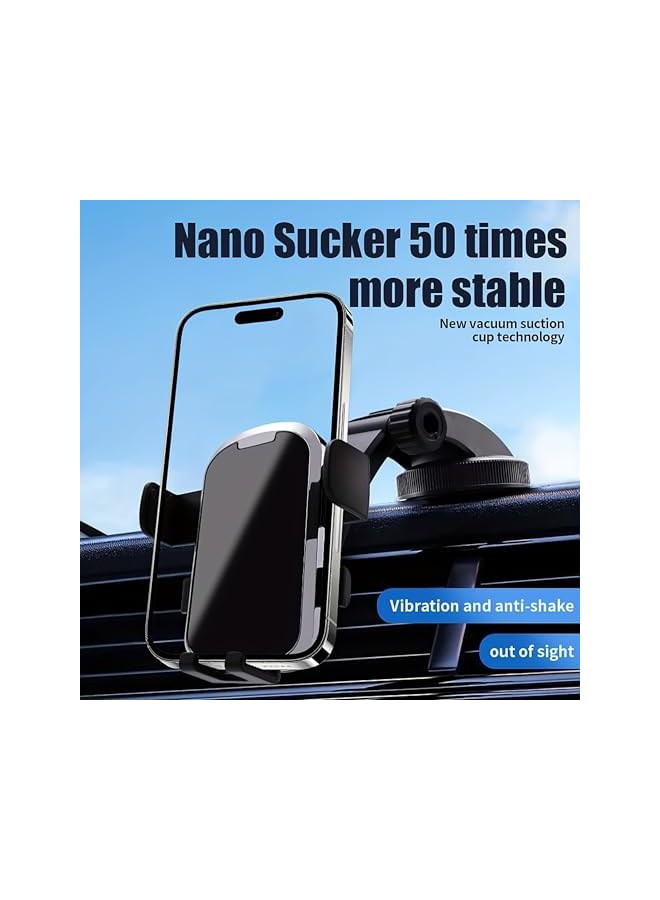 S-TOP Phone Mount for Car, 4-in-1 Suction Cup Phone Holder Universal 360°Rotatable Car Phone Holder for Dashboard Air Vent Windshield Compatible with iPhone Series and All Phones - Black - Image 3