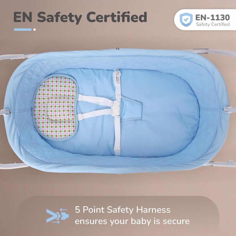 R for Rabbit Lullabies Automatic Baby Cradle with Remote Control & Mosquito Net - New Born Baby Swing Cradle (Blue) - Image 4