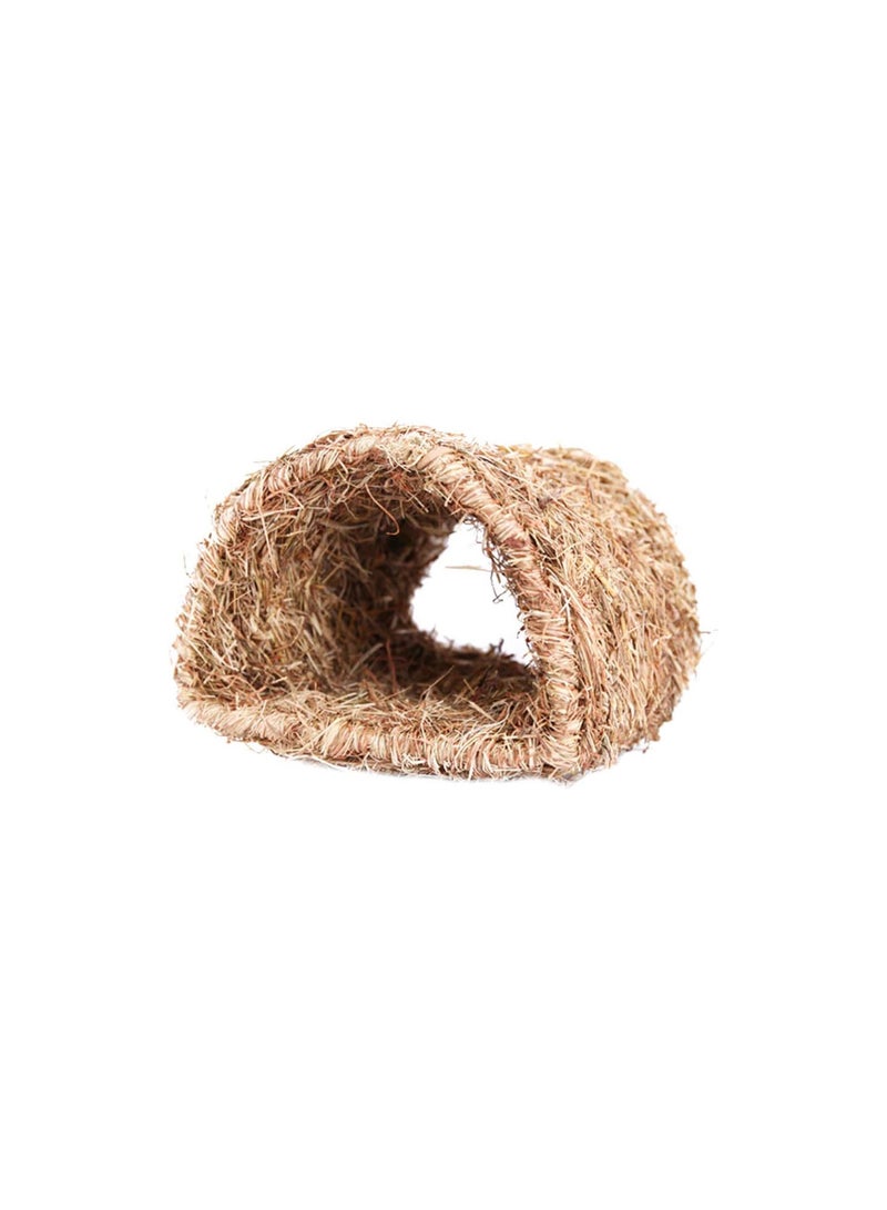 GGOOT Bunny Grass House Woven Grass Hut Bed Hideaway Hut Toy for Rabbit Hamster Chinchillas Guinea Pig (22cm*20cm* 16cm) Couleur du bois - Image 1