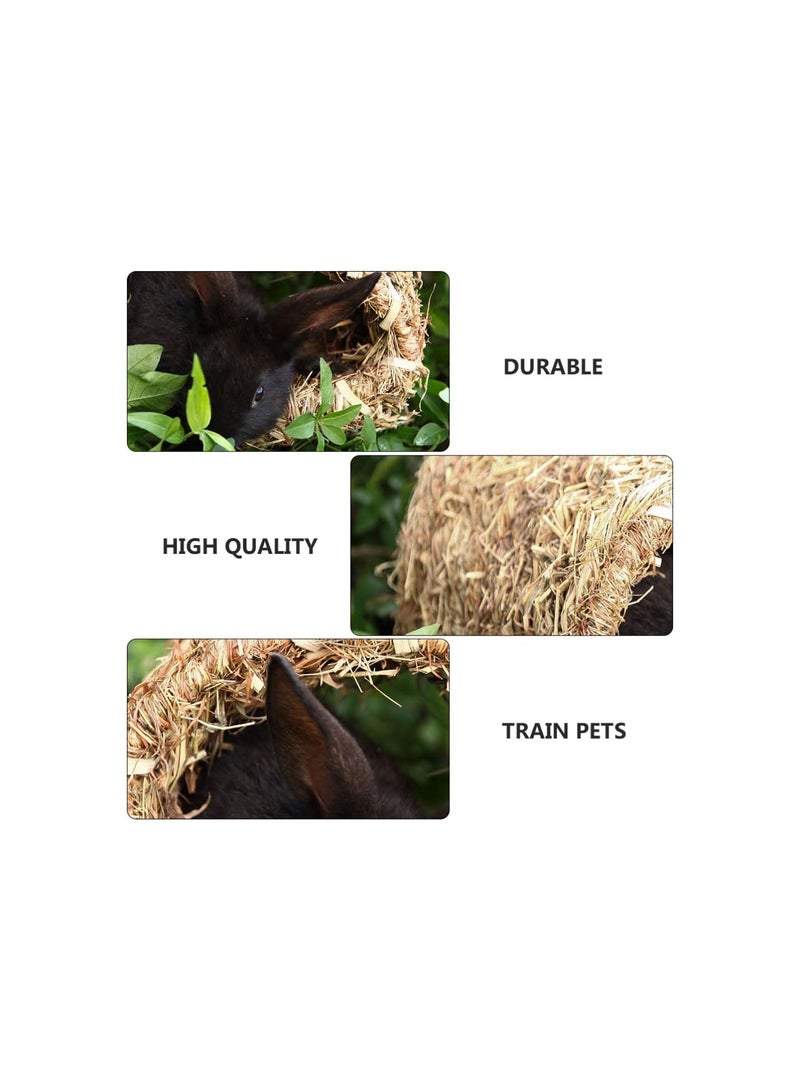 GGOOT Bunny Grass House Woven Grass Hut Bed Hideaway Hut Toy for Rabbit Hamster Chinchillas Guinea Pig (22cm*20cm* 16cm) Couleur du bois - Image 5