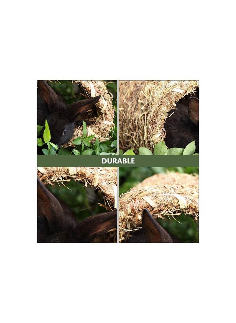 GGOOT Bunny Grass House Woven Grass Hut Bed Hideaway Hut Toy for Rabbit Hamster Chinchillas Guinea Pig (22cm*20cm* 16cm) Couleur du bois - Image 2