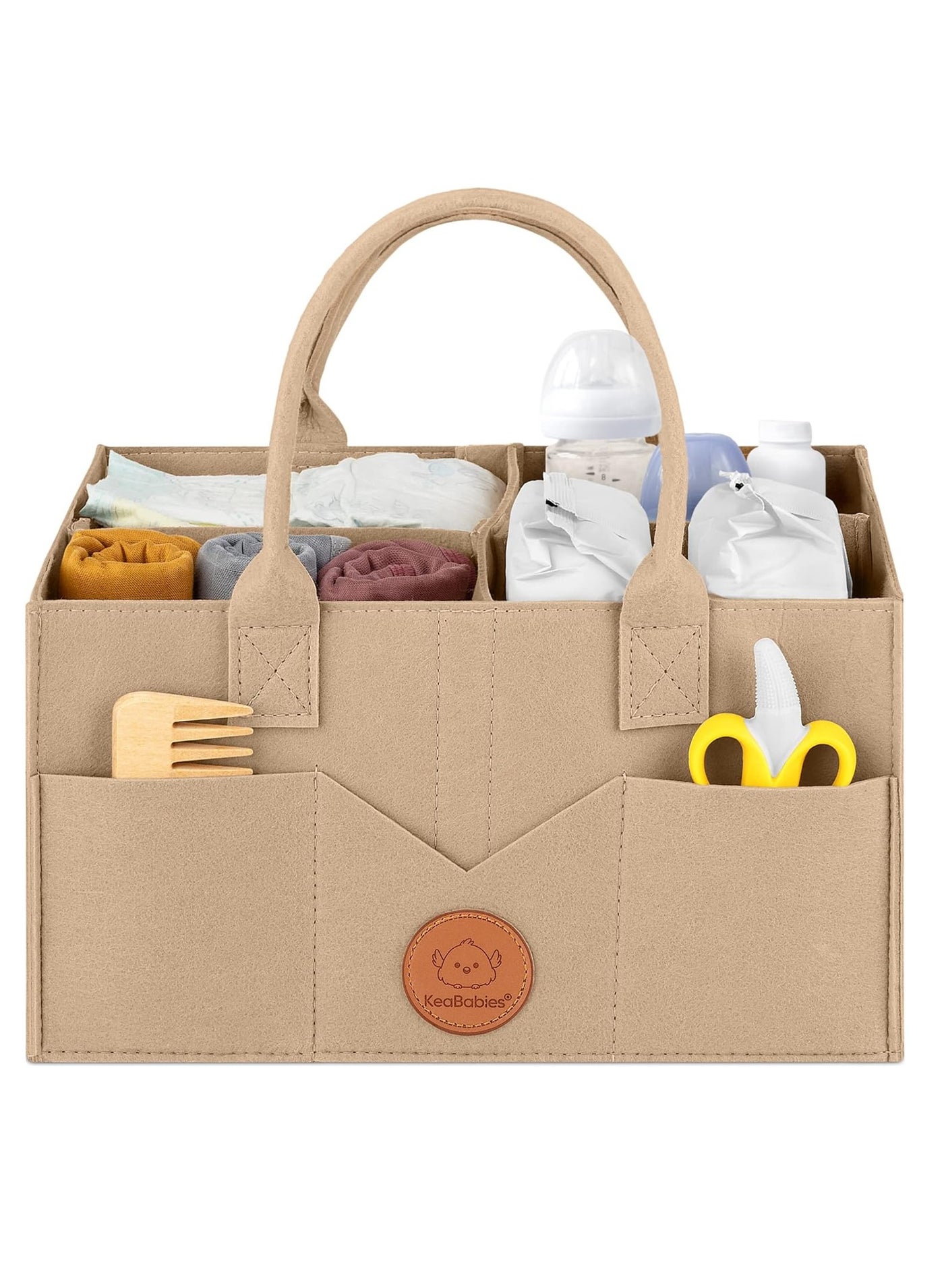 KeaBabies Baby Diaper Caddy Organizer - Large Baby Organizer - Diaper Organizer For Changing Table - Storage Caddy - Changing Table Organizer For Baby Boy, Girl - Nursery Organizer (Taupe)