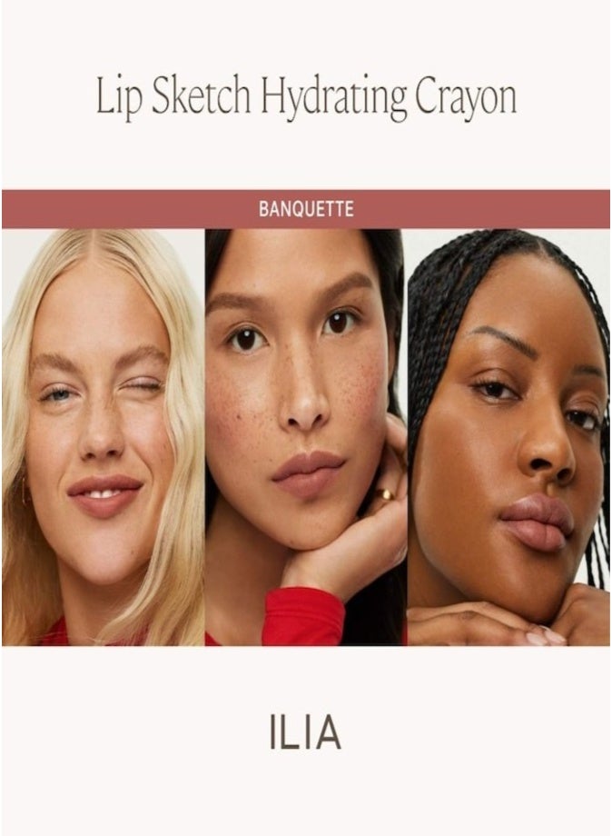 ILIA Lip Sketch Hydrating Lipstick + Lip Liner Crayon 2.3g – Banquette - Beige Pink Creamy Long-Wear Lip Duo - Image 2