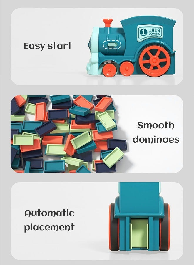 GROIC 180 Pieces Dominos Train Toy Set, Automatic Domino Rally Train Model with Light and sound, Kids Domino Blocks Building Stacking Toy, Domino Set Stacker Game STEM Creative Gift-Green - Image 3