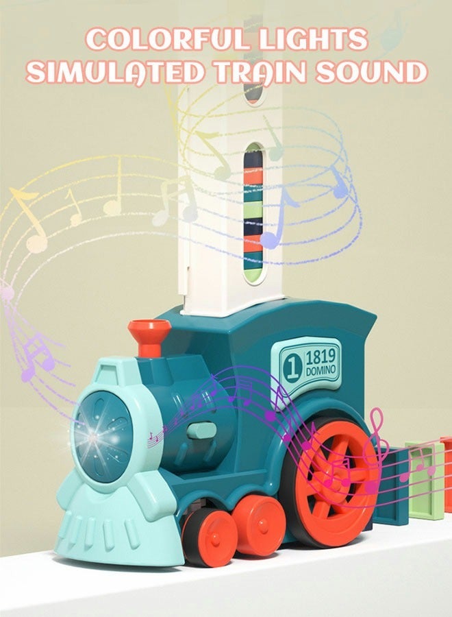 GROIC 180 Pieces Dominos Train Toy Set, Automatic Domino Rally Train Model with Light and sound, Kids Domino Blocks Building Stacking Toy, Domino Set Stacker Game STEM Creative Gift-Green - Image 5