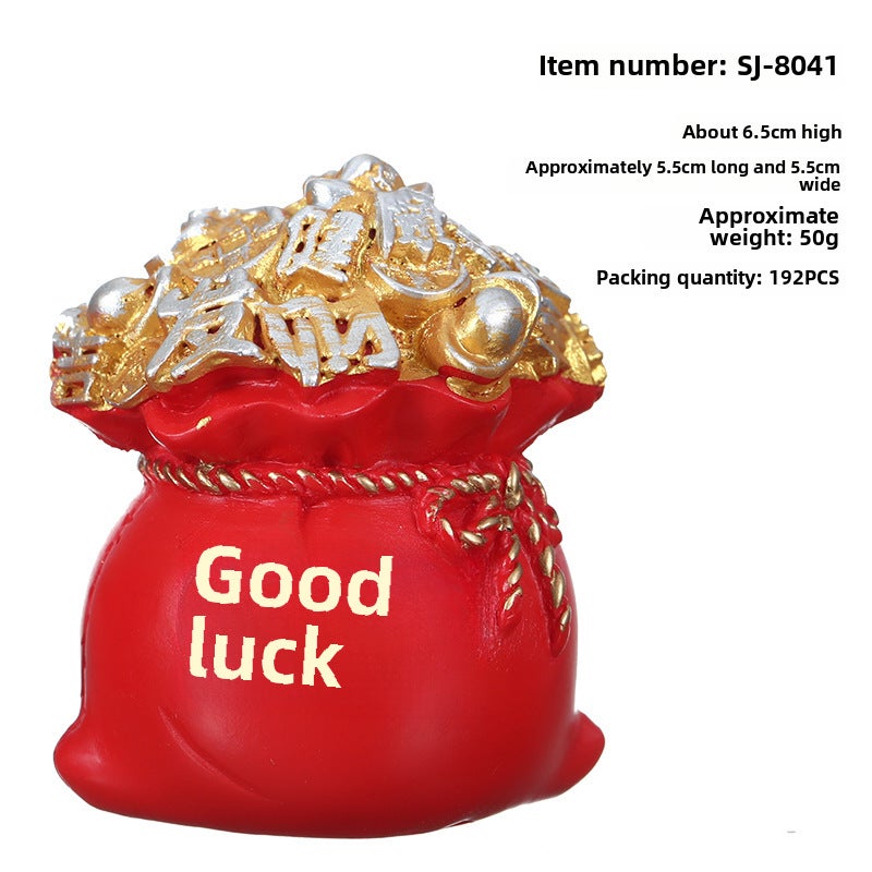 Resin Dragon Figurine Chinese Zodiac Home Decor Red lucky money bag
