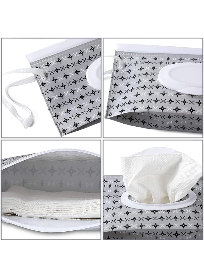 Azonee Baby Wipe Dispenser 4 Pack Portable Wet Wipe Dispenser Bag Aby Wipes Container Wipe Dispenser Reusable Travel Baby Wipes Container Refillable Wet Wipe Carrying Case Holder For Diaper Bag  - Image 2