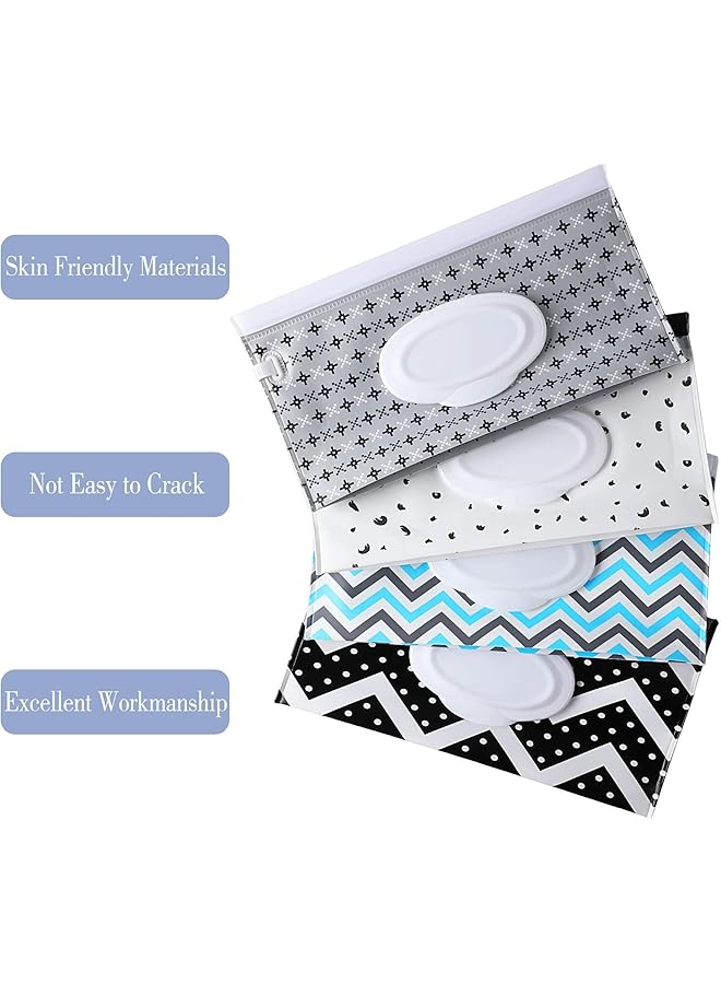 Azonee Baby Wipe Dispenser 4 Pack Portable Wet Wipe Dispenser Bag Aby Wipes Container Wipe Dispenser Reusable Travel Baby Wipes Container Refillable Wet Wipe Carrying Case Holder For Diaper Bag  - Image 3