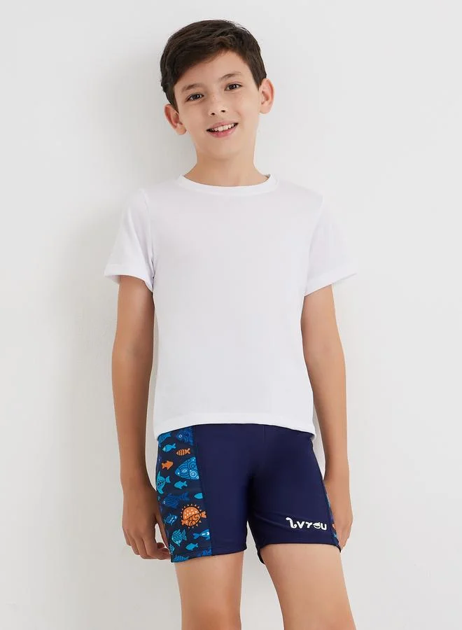 ستايلي Styli Side Panel Print Swim Trunks