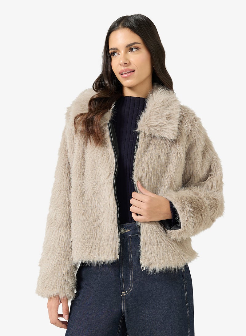 Ginger Cozy Faux Fur Short Jacket - Image 1