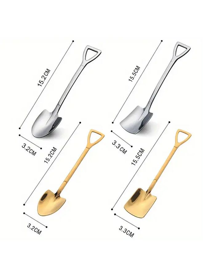 Stainless Steel Watermelon Spoon Set 4 Pieces Silver Shovel Shaped Dessert Spoon For Serving Ice Cream And Fruits - Image 5