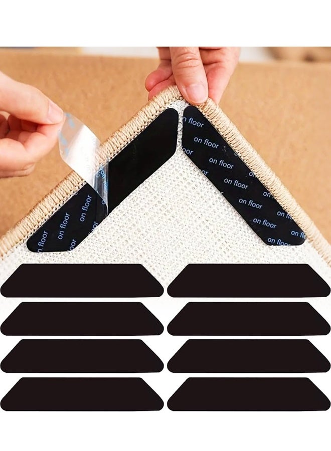 8pcs Non-Slip Rug Pad Grippers Carpet Tape, Reusable Self-Adhesive Corners Edges Gripper Pads - Image 1