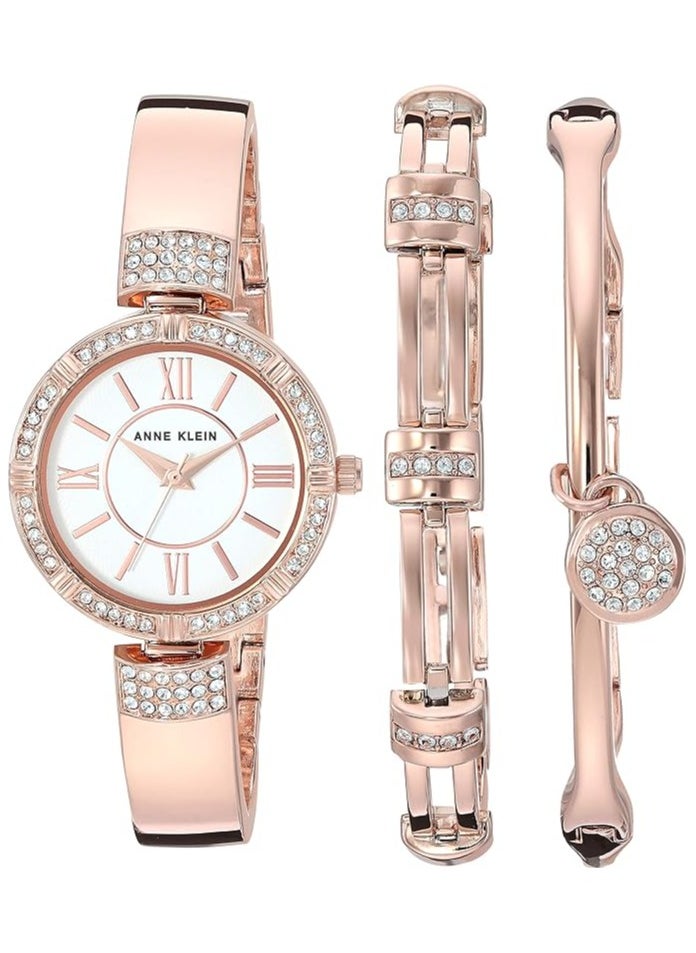 ANNE KLEIN - Anne Klein Women's Premium Crystal Accented Watch and Bracelet Set - Image 1