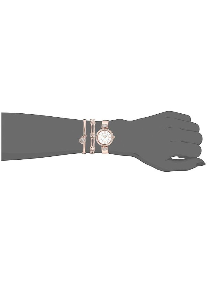 ANNE KLEIN - Anne Klein Women's Premium Crystal Accented Watch and Bracelet Set - Image 1