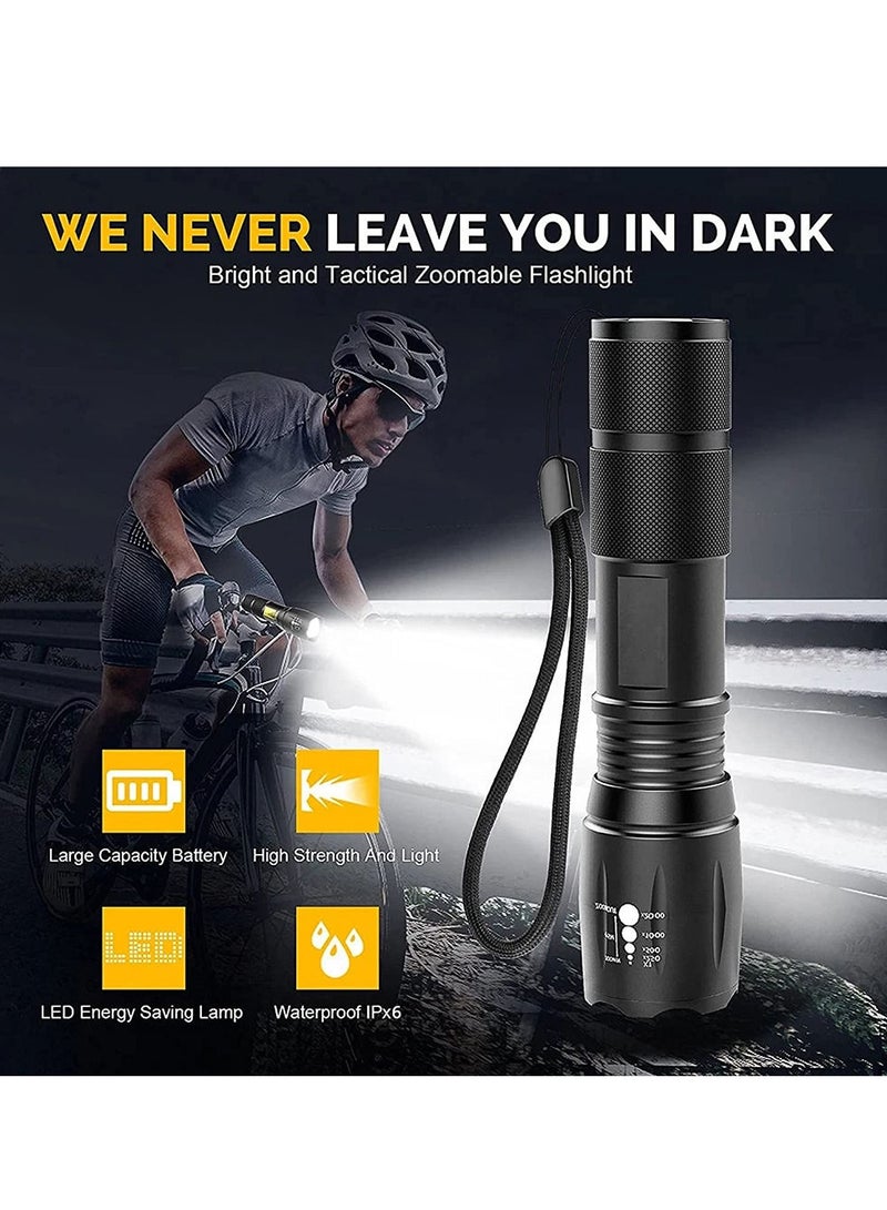 360 Flashlight with Side Light COB LED USB Rechargeable Super Bright Torch, Outdoor Emergency Lighting - Black (smal) - Image 4