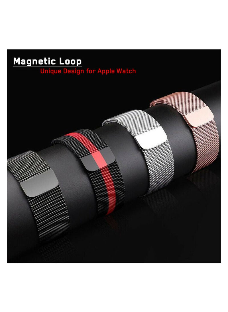 YOMNA Stainless Steel Mesh Band Strap Loop for Apple Watch Series Gold Strap and Black Strap  - Image 5