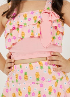 Styli Pack of 3 - Floral Print Top, Skort & Cap Swimwear  - Image 3