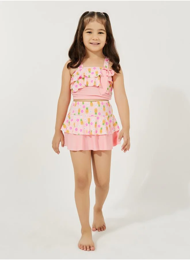 ستايلي Pack of 3 - Floral Print Top, Skort & Cap Swimwear