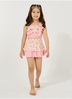 Styli Pack of 3 - Floral Print Top, Skort & Cap Swimwear  - Image 1