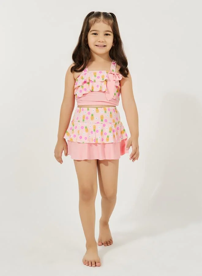 Styli Styli Pack of 3 - Floral Print Top- Skort and Cap Swimwear
