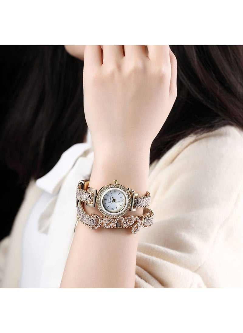 Ginave Women Love Printed Bracelet Watch Set Lot Diamond Wrap Around Cuff Quartz Wrist Watch for Ladies Girls  - Image 4