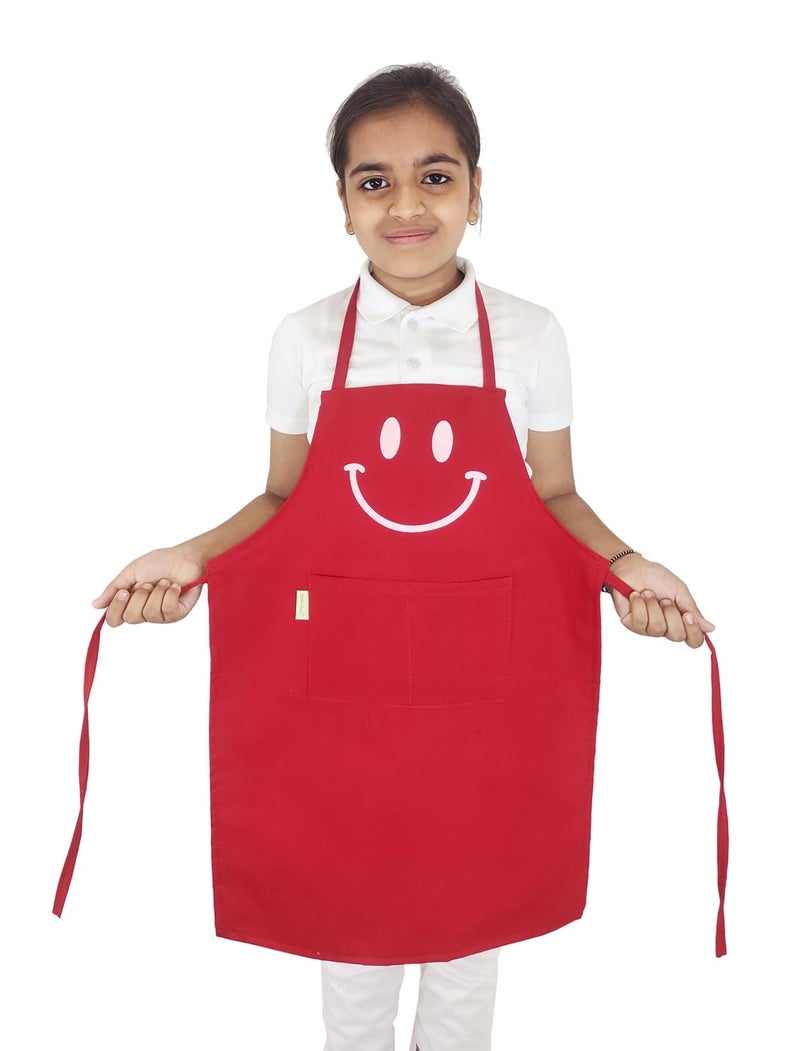 Switchon Polycotton Waterproof Adjustable Kids Multi purpose Cooking Apron with a chef cap School Apron - for 3 years to 6 years Proudly made in india (Red) - Image 3