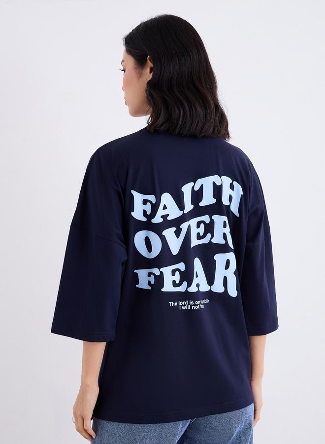 ستايلي تيشيرت فضفاض بطبعة كتابة - Image 5