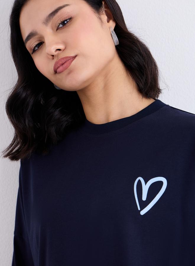 ستايلي تيشيرت فضفاض بطبعة كتابة - Image 4