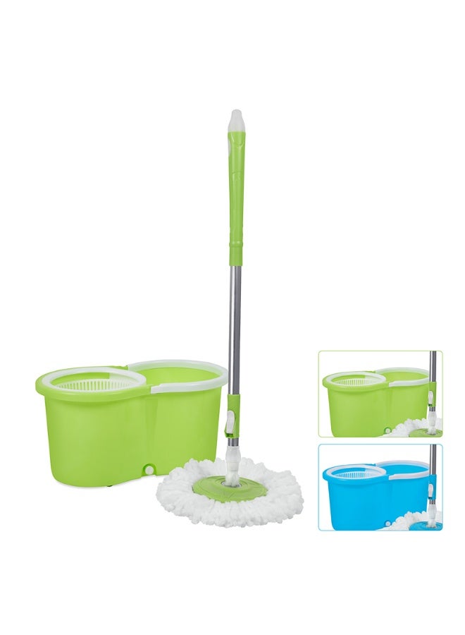 Royalford Easy Wring & Clean Spin Mop & Bucket Set with Free extra Mop Head RF12960 Turbo Refill 100% Microfibre Mop Head 110cm Handle Floor Mop with Spinning Wringer Assorted Color Sets - Image 1