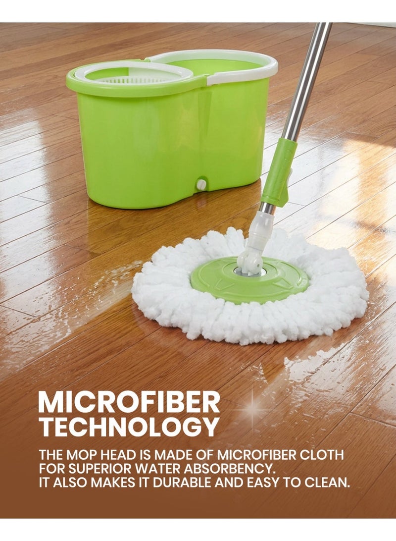 Royalford Easy Wring & Clean Spin Mop & Bucket Set with Free extra Mop Head RF12960 Turbo Refill 100% Microfibre Mop Head 110cm Handle Floor Mop with Spinning Wringer Assorted Color Sets - Image 5