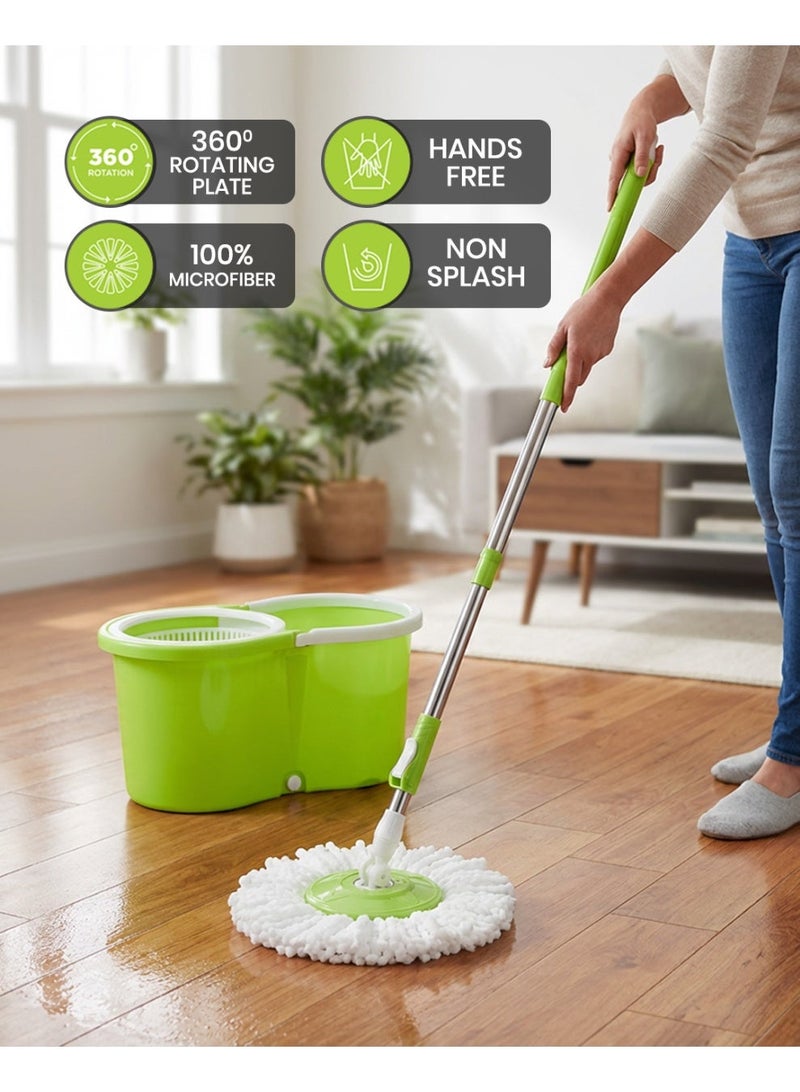 Royalford Easy Wring & Clean Spin Mop & Bucket Set with Free extra Mop Head RF12960 Turbo Refill 100% Microfibre Mop Head 110cm Handle Floor Mop with Spinning Wringer Assorted Color Sets - Image 4