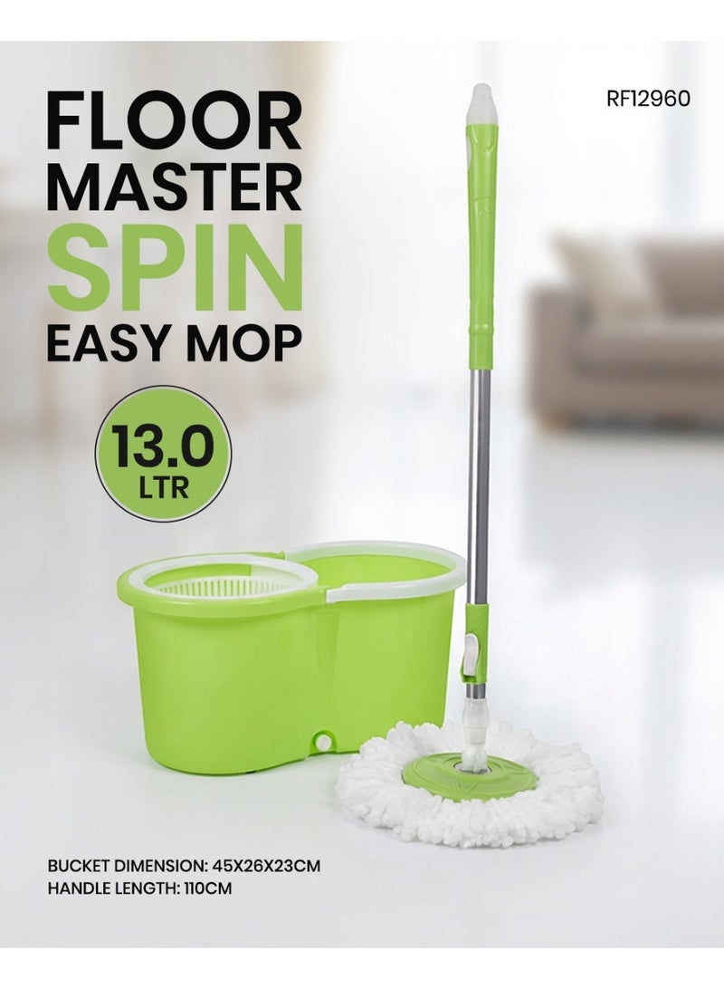 Royalford Easy Wring & Clean Spin Mop & Bucket Set with Free extra Mop Head RF12960 Turbo Refill 100% Microfibre Mop Head 110cm Handle Floor Mop with Spinning Wringer Assorted Color Sets - Image 3