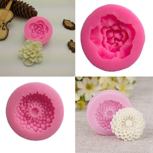 FOYARA 3 Pack Flower Fondant Molds Mini Daisy Rose and Peach Blossom Shape Silicone Mold for Cake Decoration, Polymer Clay, Chocolate, Soap Wax Making Crafting Projects - Image 2