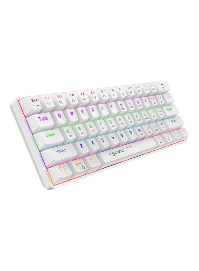 White Wired 61 Key Compact Mechanical Keyboard - Image 2