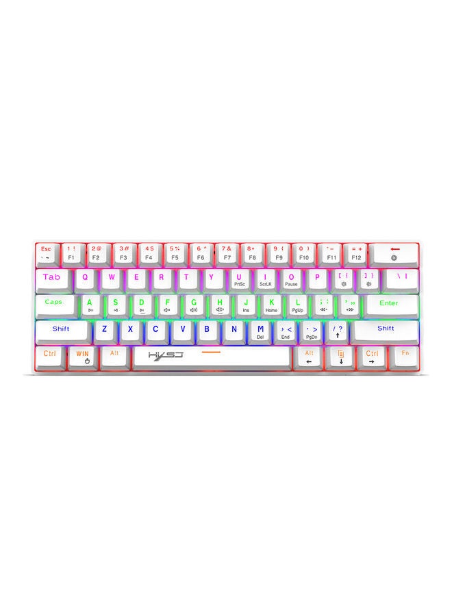White Wired 61 Key Compact Mechanical Keyboard - Image 1