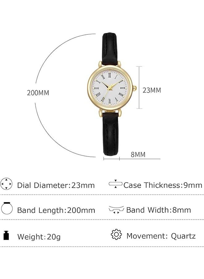 Women's Quartz Watch Minimalist Vintage Watch Casual Waterproof Watch with 8mm Leather Strap - Image 3