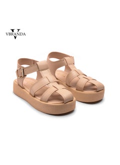Vbranda High-quality leather sandal with a side buckle CF-17-BEIGE  - Image 1