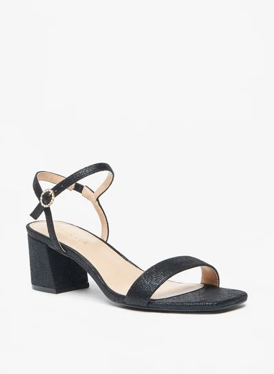 سيليست Women'S Printed Sandals With Block Heel And Buckle Closure